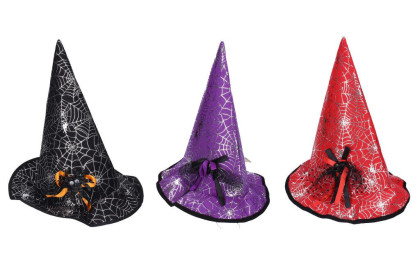 Klobúk čarodejnícky s pavúkom 32x30cm