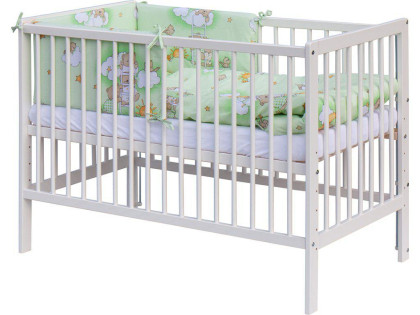 Detská postieľka s kompletnou výbavou 120 x 60 cm, mráčik zelená Scarlett