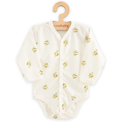 Dojčenské celorozopínacie body s dlhým rukávom z organickej bavlny Olivy New Baby
