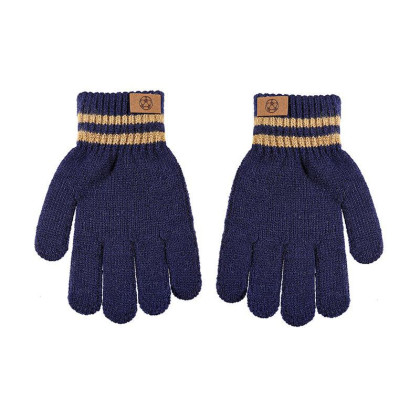 Detské pletené prstové rukavice s nášivkou 6 - 8 rokov