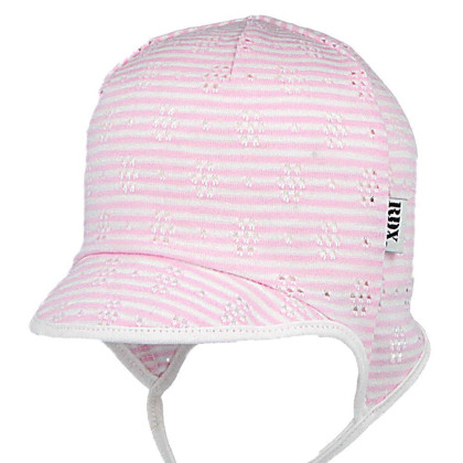 Dojčenská šiltovka viazacia madeira ružové prúžky RDX