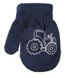 Detské palcové pletené rukavičky s traktorom 9 - 12 mesiacov