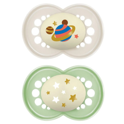 Cumlík Ortodonický Original Night 6 m+Mam Šedá+Zelená