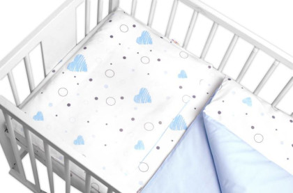 Mantinel s obliečkami 3dielna bavlnená sada I love Boy modrá/biela Baby Nellys