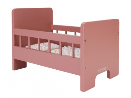 Postieľka pre bábiky drevená s perinkou Kvety a motýle