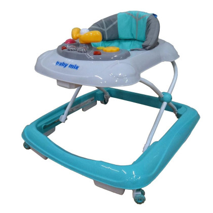 Detské chodítko Baby Mix s volantom a silikónovými kolieskami mint