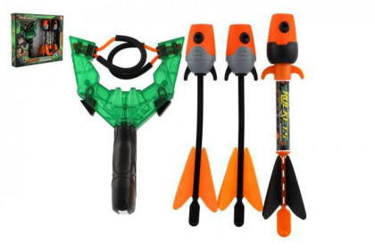 Prak + šípky 3ks pískajúci plast 12x21 cm