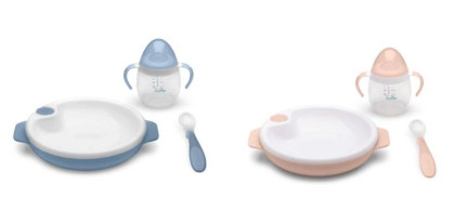 Set termotanierku so silikónovou lyžičkou a hrnčekom Nuvita