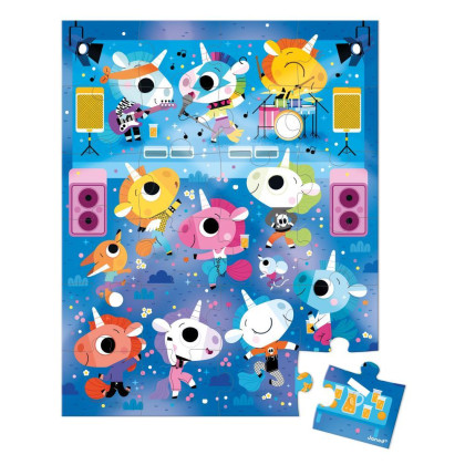 Puzzle v kufríku Jednorožec na koncerte 24 ks Janod