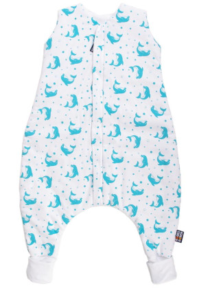 Letný bio spací vak s nohavicami delfínmi aqua Kaarsgaren