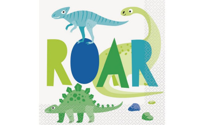 Obrúsky papierové - Dino Roar 33x33cm, 16 ks