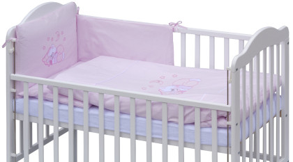 Detská postieľka s kompletnou výbavou Scarlett 120 x 60 cm - Nechtík - ružová