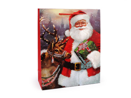 Vianočná darčeková taška s glitrami 32 x 26 x 10 cm Santa 4