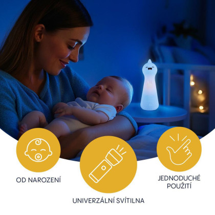 Silikónové LED nočné svetlo s baterkou Dino Zopa