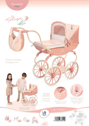 Kočík pre bábiky hlboký Tulipe 68 cm DeCueva