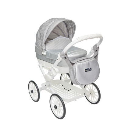 Detský kočík pre bábiky Kids Elegance strieborný Jasmine