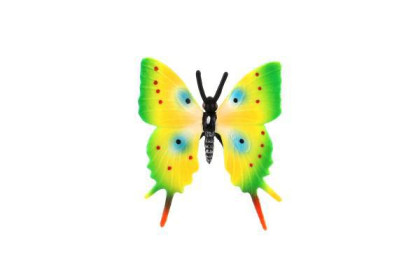 Motýľ tropický Papilio/vidlochvost zeleno-žltý zooted plast 5,5 cm