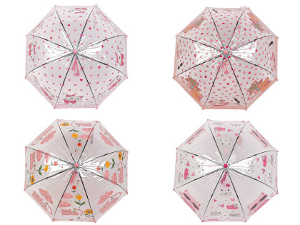 Detský priehľadný vystreľovací dáždnik mačka