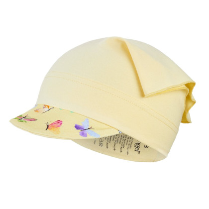 Šatka tenká šilt Outlast®s UV faktorom 50+ sv.žltá/motýliky