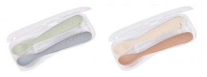 Prvé lyžičky silikónové 2 ks s puzdrom Beaba