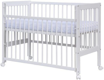 Detská postieľka Kamila - biela (borovica), sťahovacia bočnica 120 x 60 cm Scarlett 2. AKOSŤ