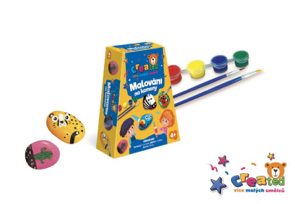 Maľovanie na kamene/štrk s farbami a štetcami Created