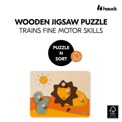 Hauck drevené Puzzle s úchytmi Puzzle N Sort Lion