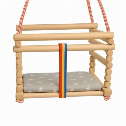 Detská hojdačka buková prírodná + vankúšik Baby Mix