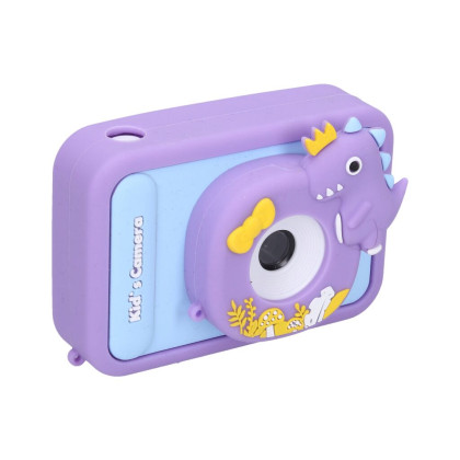 Detský digitálny fotoaparát silikónové púzdro dino statív - foto 48Mpx video Full HD