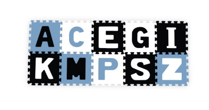 Penové puzzle, podložka Písmená, 10 ks, modrá/čierna/biela, BabyOno