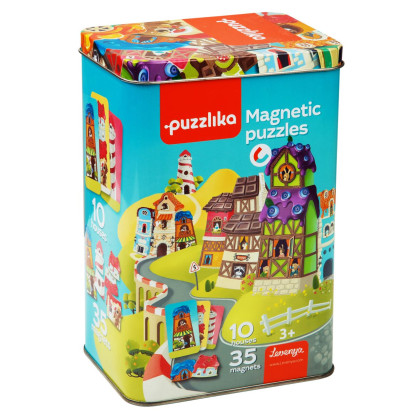 Magnetické domčeky - magnetická hra 35 dielikov a 10 predlôh Puzzlika