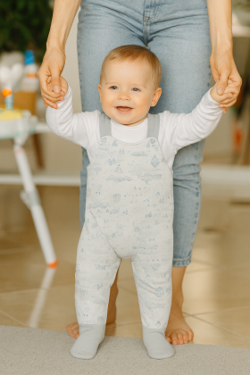 Bavlnené polodupačky - lacláčky Mestečko šedé Baby Service