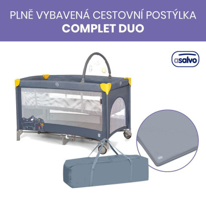 Complet duo cestovná postieľka s druhým dňom a hrazdičkou Asalvo