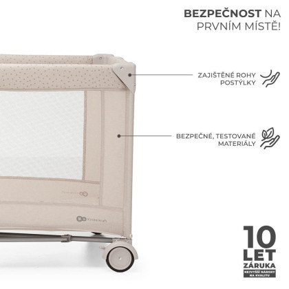KINDERKRAFT Postieľka cestovná Joy 2 s doplnkami Beige