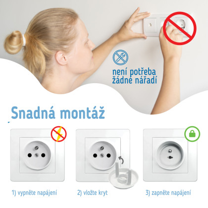 Ochranné kryty na elektrické zásuvky set 12 ks + 2x kľúče Sipo