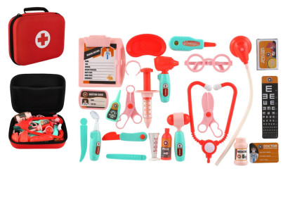 Doktorandská sada s doplnkami látka/plast v látkovom kufríku