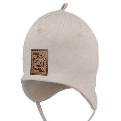 Chlapčenská dojčenská čiapka viazacia Méďa béžová RDX