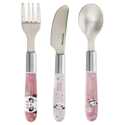 Príbor kovový Exotic Animals 3 ks ružový Canpol babies