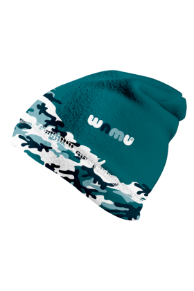 Fleecová čiapka detská Maskáč petrolejová Wamu
