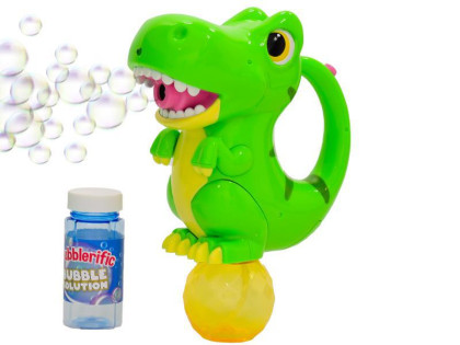 Bublifukovač dinosaurus 20 cm na batérie so svetlom as náplňou 118 ml