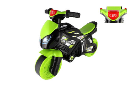 Odrážadlo motorka zeleno-čierna so svetlom so zvukom