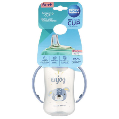 Hrnček tréningový Cute Animals so silikónovým náustkom 320 ml Canpol babies
