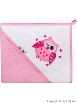 Detská osuška 80x80 Akuku ružová so sovou