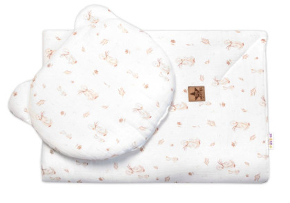 Mušelínová sada biela Goose Teddy 30 x 35 cm, 70 x 100 cm 2D Husičky Baby Nellys