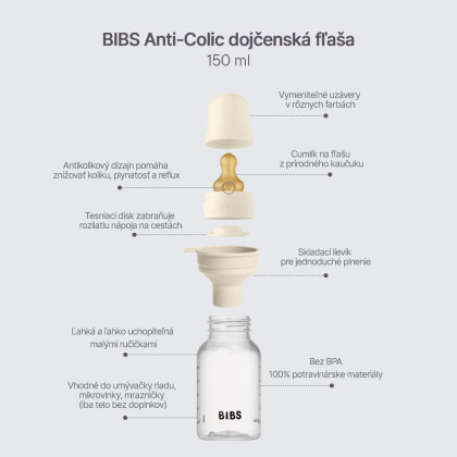 Antikoliková fľaša so silikónovým cumlíkom 150 ml Bibs