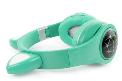 Bluetooth bezdrôtové detské slúchadlá s uškami zelená