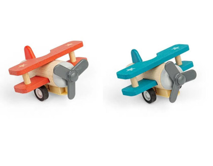 Drevené naťahovacie lietadlo Dvojplošník Bigjigs Toys