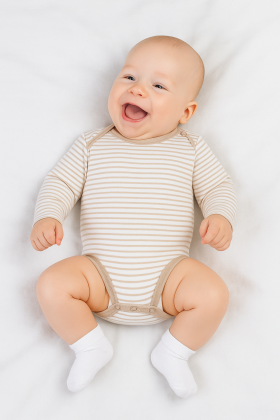 Dojčenské body bavlna béžový prúžok Baby Service