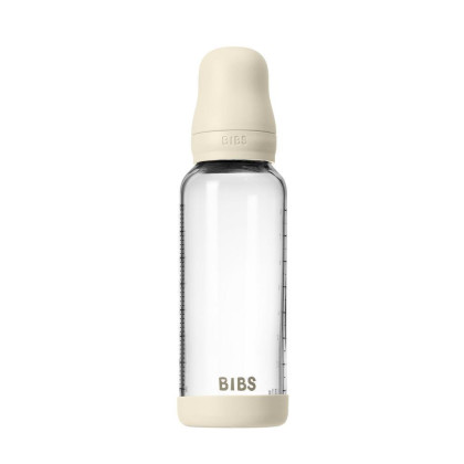 Antikoliková sklenená fľaša so silikónovým cumlíkom 240 ml BIBS