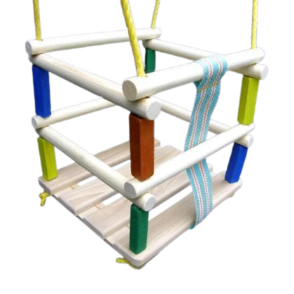 Drevená hojdačka s vysokou ohrádkou